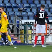 Robbie Mutch troops off after his dismissal against Forfar (Pic by Michael Gillen)