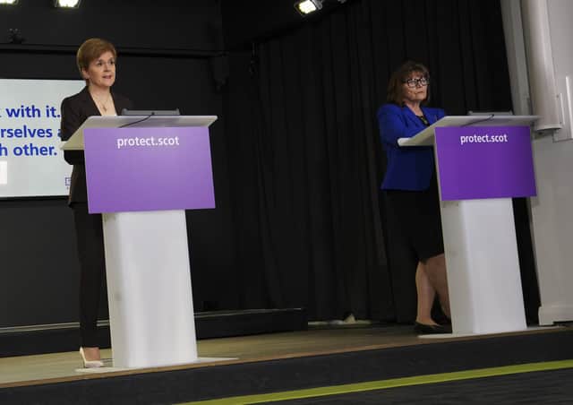 A Scottish Government Covid-19 daily briefing with the First Minister Nicola Sturgeon (left).