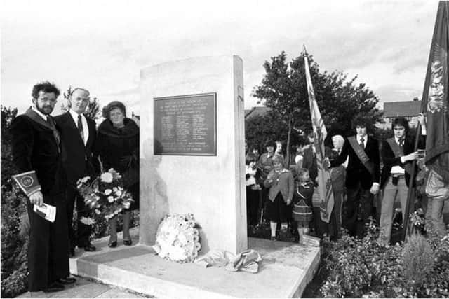 The unveiling of the memorial in 1980.