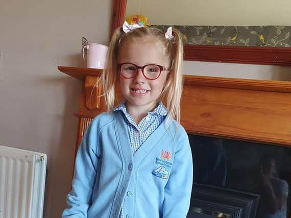 Sarah-Jane Hackett sent this photo of her daughter on her first day back to school since the lockdown began