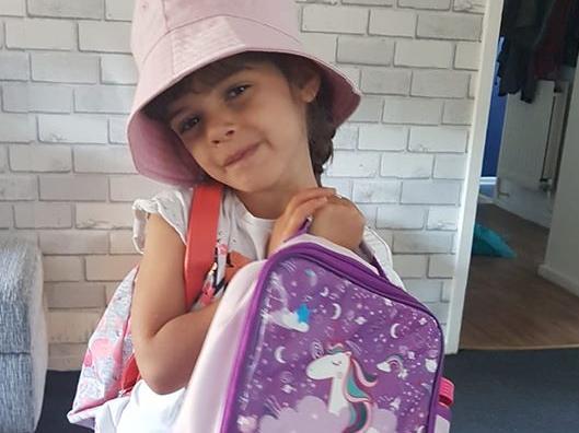 Gina Hummel sent this photo of her daughter on her first day back to pre-school since lockdown began