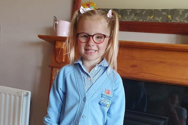 Sarah-Jane Hackett sent this photo of her daughter on her first day back to school since the lockdown began