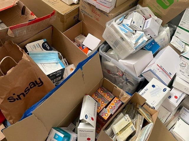 Medical supplies which are being delivered