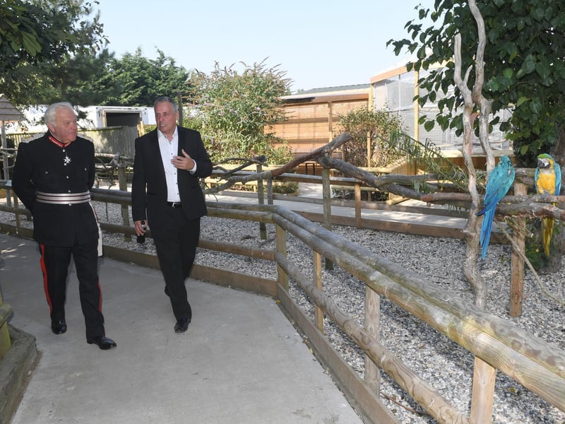 Steve Nichols, the Chief Executive of Lincolnshire Wildlife Park, pictured with the park's patron, the Lord Lieutenant of Lincolnshire Mr Toby Dennis.