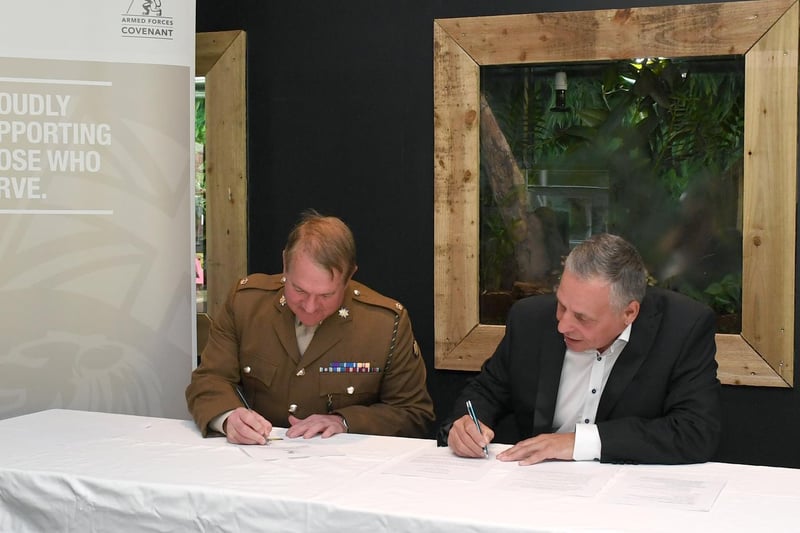 The covenant was signed by Steve Nichols, the Chief Executive of Lincolnshire Wildlife Park, and Major Mitch Pegg, Officer Commanding of the 3rd Battalion The Royal Anglian Regiment.