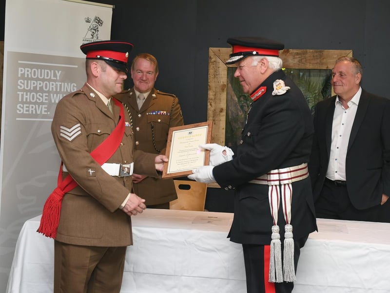 During the ceremony, the Lord Lieutenant presented a prestigious award to Sgt Stephen Grant, also from the of the 3rd Battalion The Royal Anglian Regiment, in recognition of his service at home and abroad.