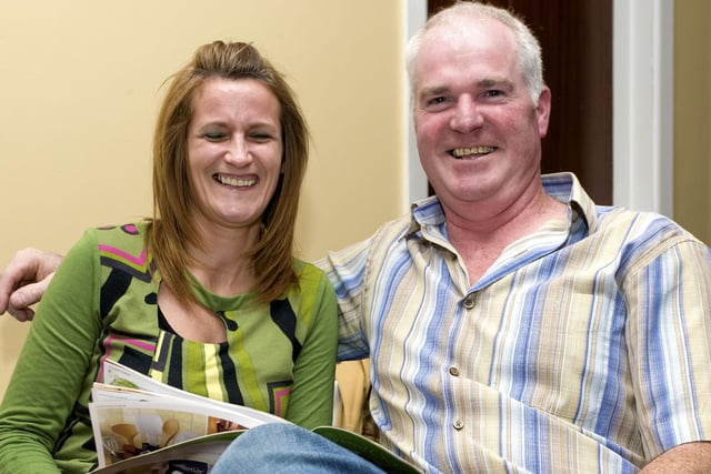 Dougie and Dawn McAuley smile for the Times photographer at a 'Pampered Chef Evening' held at Ballymoney United Football Social Club in aid of the Ulster Cancer Foundation.BM19-256JC