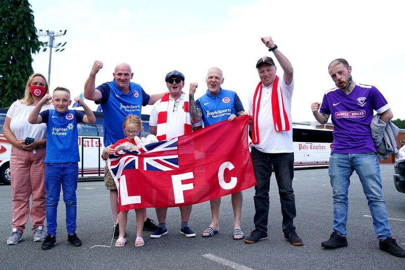 Larne fans outside of the grounds ahead of the UEFA Europa Conference League first qualifying round, first leg match