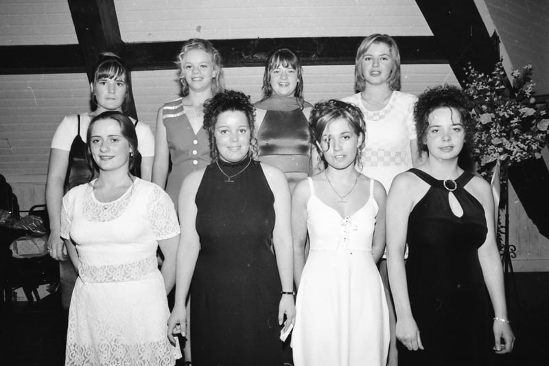 A group of competitors in the ‘Miss Ballymagroarty’ competition that was held in Rafters in August 1996.