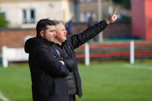 Gordon Herd (left) is going for a 14th straight win as Linlithgow Rose boss this Saturday (Pic by Scott Louden)
