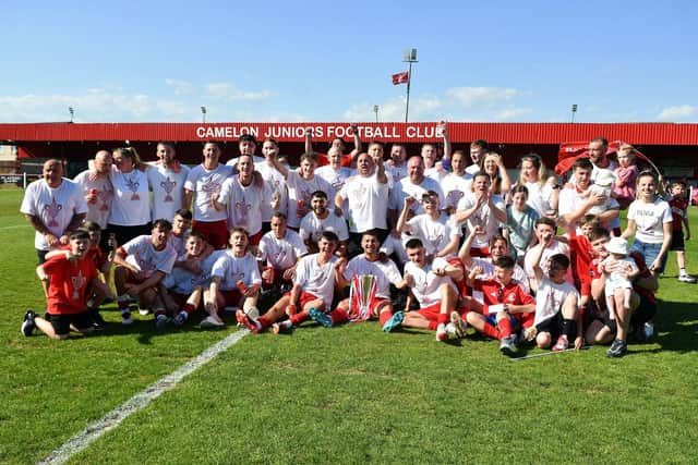 Camelon Juniors secured the East of Scotland First Division title last season – and alongside fellow newly-promoted side Bo’ness Athletic will join Dunipace in the top flight this coming campaign in what looks to be a cracking Premier Division (Pics by Michael Gillen)