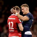 Duhan van der Merwe of Scotland consoles Nick Tompkins of Wales at full time following the Six Nations match between Wales and Scotland (Photo: Warren Little/Getty Images)
