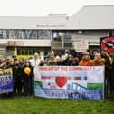People protest at planned closure of Bo'ness Recreation Centre. Pic: Alan Murray