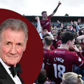 Sir Michael Palin has congratulated Stenhousemuir after they secured the League Two title on Saturday (Photo: Michael Gillen; inset, Getty Images)