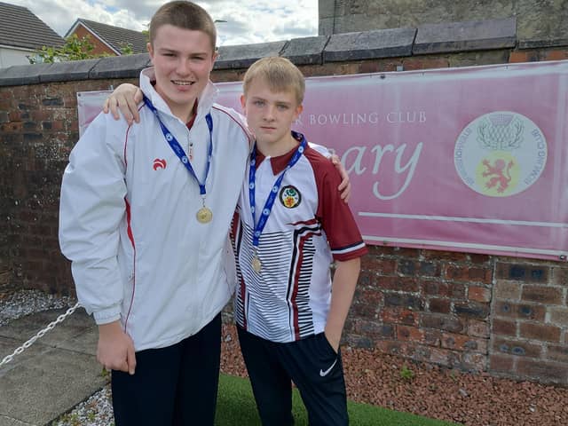 Stenhousemuir Bowling Club duo Logan Craig and Cole Kirkbride were crowned district youth pairs champions (Photo: Submitted)