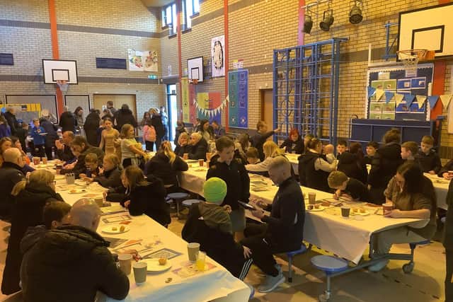 Parents and carers attend the Rights café at Denny Primary School recently. (Pic: contributed)