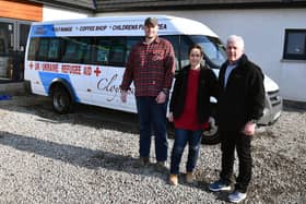 Cloybank owner John Penman will travel to Poland with David Wright, apprentice joiner after Carolanne Cowan, John's daughter and Cloybank supervisor, helped them pack the donations into their minibus. Pic: Michael Gillen