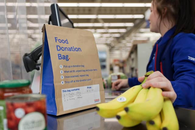 Tesco customers will be able to purchase a food donation bag to give to charity. Pic: Tesco