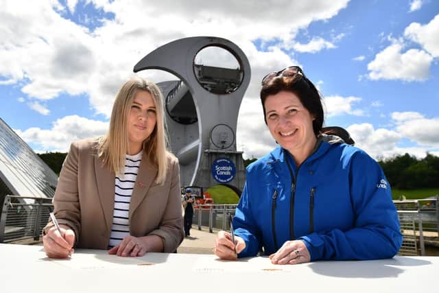 Young Scot CEO, Kirsten Urquhart and Scottish Canals CEO, Catherine Topley signed the agreement at the Revolution Festival at the Falkirk Wheel on Saturday.