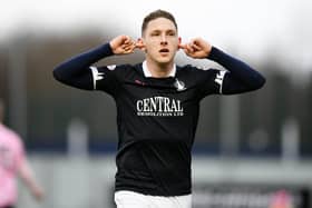 TNS striker Declan McManus enjoyed a stunning loan spell at Falkirk during the 2019/20 campaign, scoring 24 goals after making the move south from Ross County (Photo: Michael Gillen)