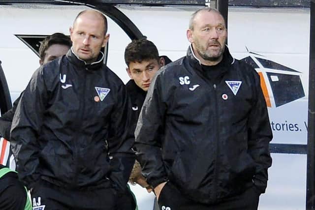 Clark (right) pictured while in his role as Dunfermline assistant coach alongside Allan Johnston (Photo: Michael Gillen)