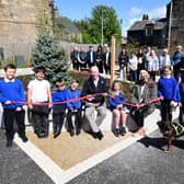 Councillor Paul Garner helped cut the ribbon to officially open the pocket park at Slamannan Cross earlier this year.
