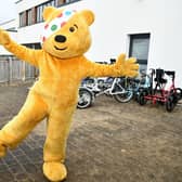 Pudsey Bear has turned up to join in the Children in Need celebrations at a Grangemouth school - but he can't find any pupils.
