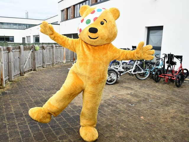 Pudsey Bear has turned up to join in the Children in Need celebrations at a Grangemouth school - but he can't find any pupils.