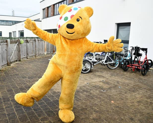 Pudsey Bear has turned up to join in the Children in Need celebrations at a Grangemouth school - but he can't find any pupils.