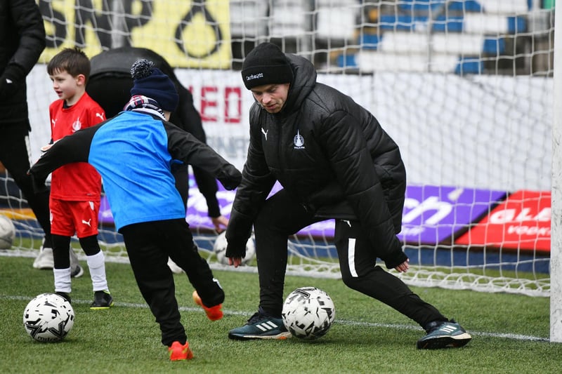 Festive fun with members of the Falkirk first team helping coach the youngsters who attended on Wednesday afternoon