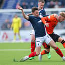Falkirk’s Michael McKenna and Dundee United’s Kai Fotheringham in action during a 2-0 Premier Sports Cup group-stage home win for the Bairns in July 2024 (Photo by Roddy Scott/SNS Group)