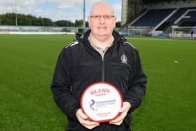 John McGlynn with his Championship Manager of the Month award