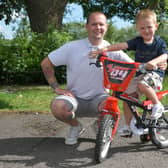 Harry Wright with joins Gavin as he limbers up for his last 5k cycle ride to raise funds for the NHS