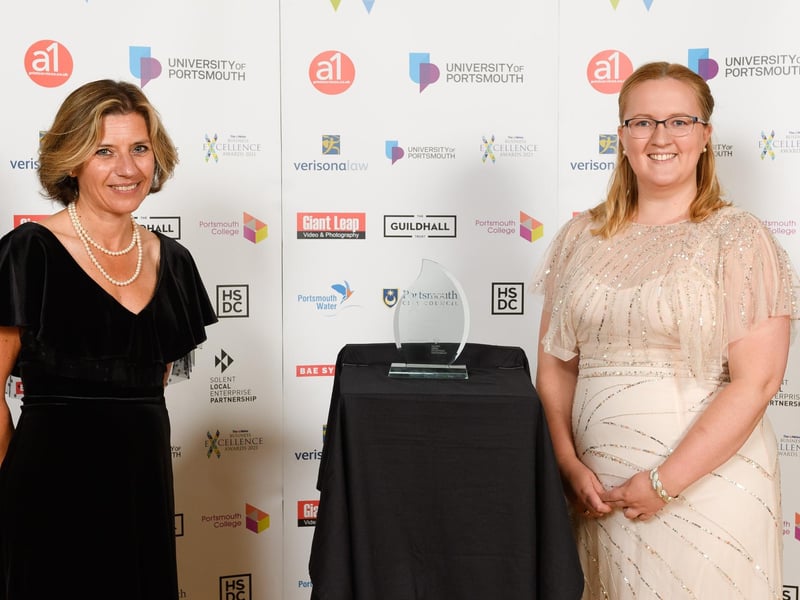The News Business Excellence Awards 2021. Pictured is: SJ Hunt, sponsor with winner Alexandra Bishop from the Pastry Corner. Picture: Keith Woodland (080721-40)