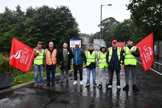 Falkirk Council's Roughmute recycling centre where workers are picketing