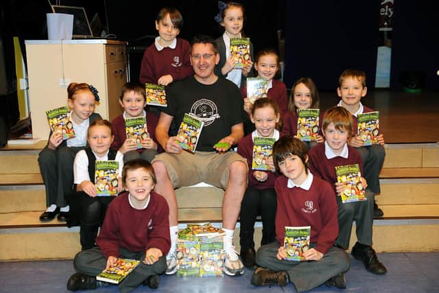 In 2013, Stuart launched his second book in the series at Comely Park Primary in Falkirk.  Pic: Gary Hutchison.