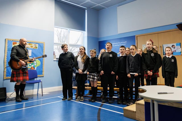 Youngsters in P6 and P7 entertained their guests.