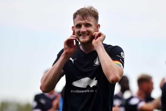 Coll Donaldson at the end of last Saturday's match against Queen of the South, which Falkirk won 3-1 (Photos: Michael Gillen)
