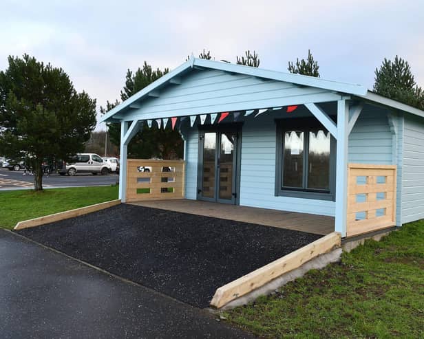 The new Cycling Without Age base and booking office at the Helix Park. Pic: Michael Gillen