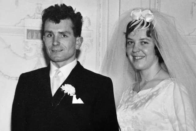 Wedding day smiles in 1962