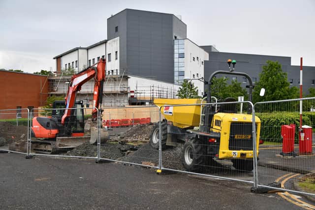 Groundwork for a new ward being built near the staff entrance to FVRH