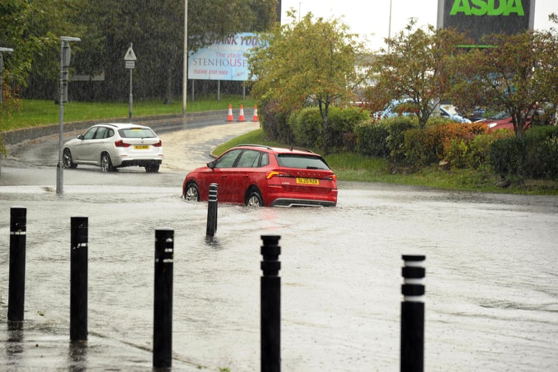 Hallam Road in Stenhousmuir was eventually closed due to flooding.