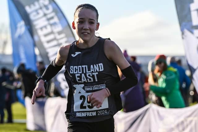 Falkirk Vics' Emily Christie helped secure a gold medal for Scotland East at the recent Inter-District XC meeting in Renfrew (Photo: Bobby Gavin/scottishathletics)