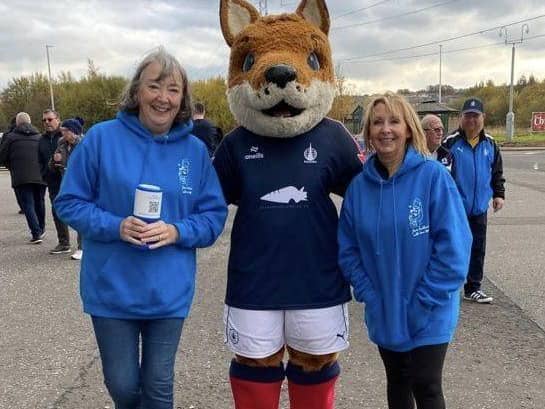 Scot Baby Box volunteers meet Falkirk mascot Fergus the Fox. Pic: Contributed