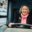 Anne-Marie Trevelyan, Secretary of State for International Trade at the Camelon bus depot