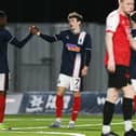 Dundee United loanee Miller Thomson scored during Falkirk’s Stirlingshire Cup final win over Stirling Albion earlier this month (Photo: Michael Gillen)
