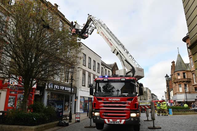 Police Scotland, Scottish Fire and Rescue Service and Falkirk Council Building Standards were all in attendance, inspecting the building for safety.  (Pic: Michael Gillen)