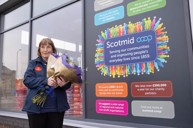 Long-serving employee, Helen Veitch helped to open the new Scotmid store in Bo'ness.