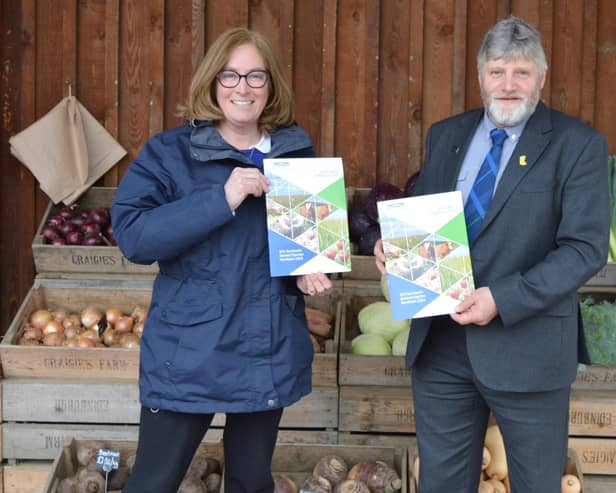 NFU Scotland's communications manager Diana McGowan and president Martin Kennedy launch manifesto at Craigie's in South Queensferry.