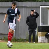 Ex-Cumbernauld Colts ace Keelan Adams in action for his new team Falkirk against Dumbarton last Saturday (Photo: Ian Sneddon)
